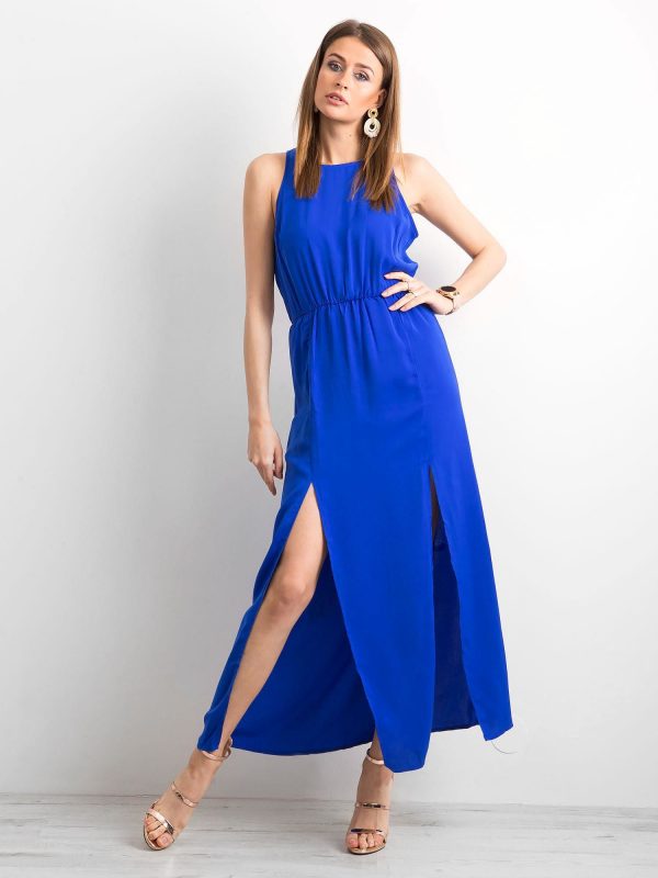 Cobalt maxi dress with slits