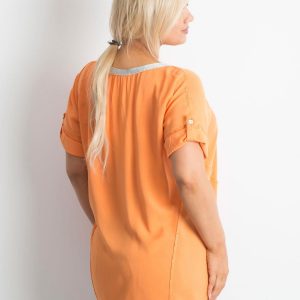 Orange plus size blouse with print