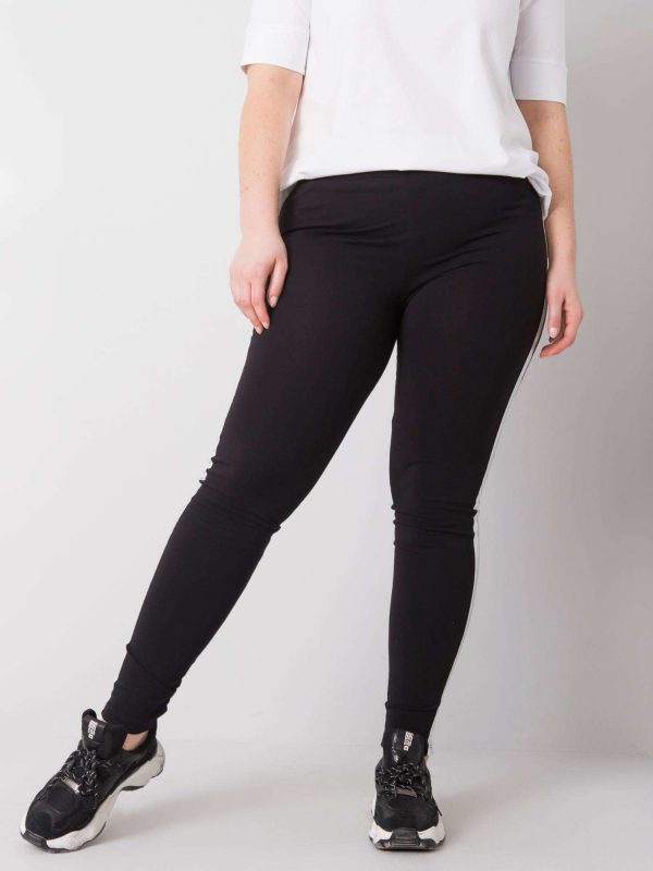 Black and silver plus size leggings with charlotta stripes
