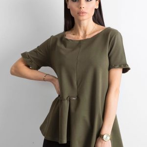 Asymmetrical khaki blouse