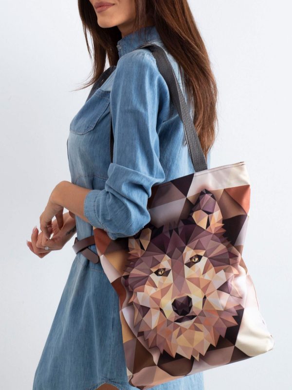 Brown Wolf Printed Bag