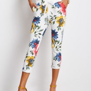 White and blue Roses pants
