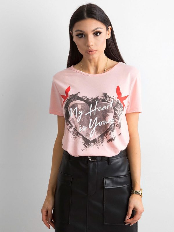 Pale pink t-shirt with prints