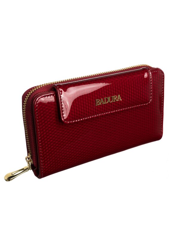 Red women's wallet in genuine leather BADURA