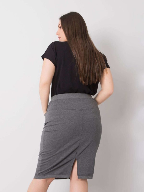 Dark Grey Melange Plus Size Thandie Skirt