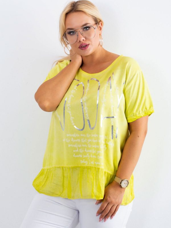 Light green plus size blouse with print