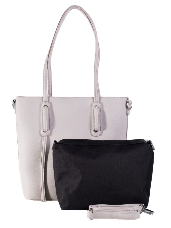 Light Grey Roomy Shoulder Bag with Handles