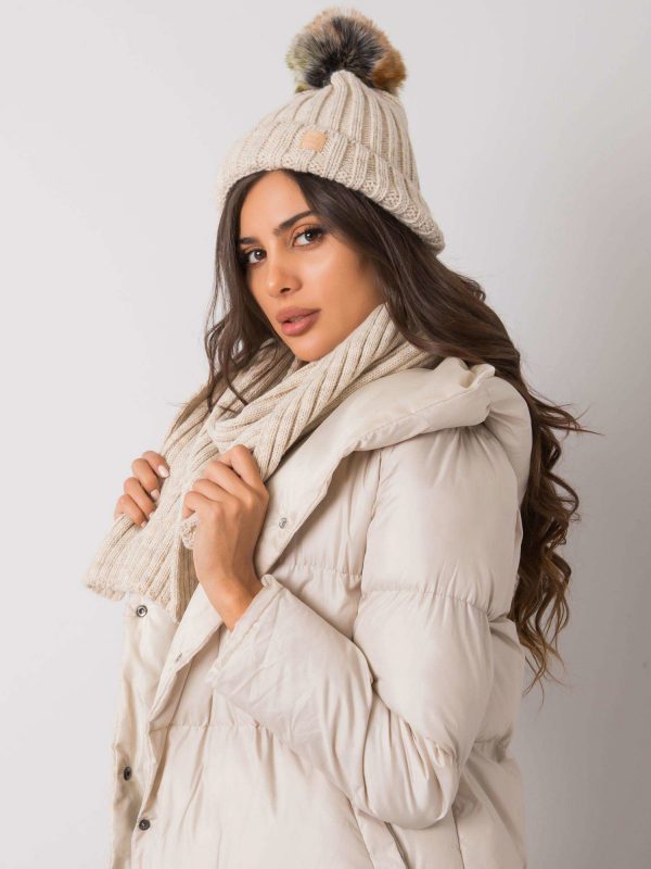 Beige winter set with hat and scarf Rubby RUE PARIS