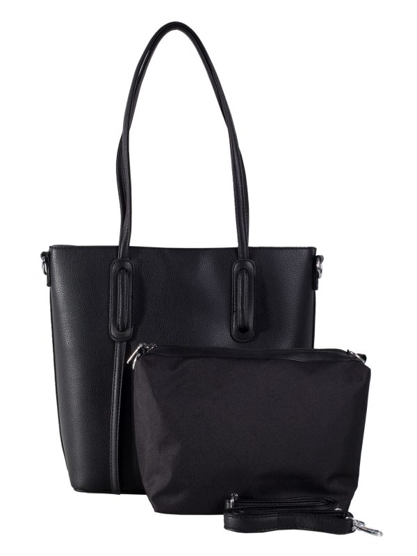 Black Roomy Eco Leather Shoulder Bag