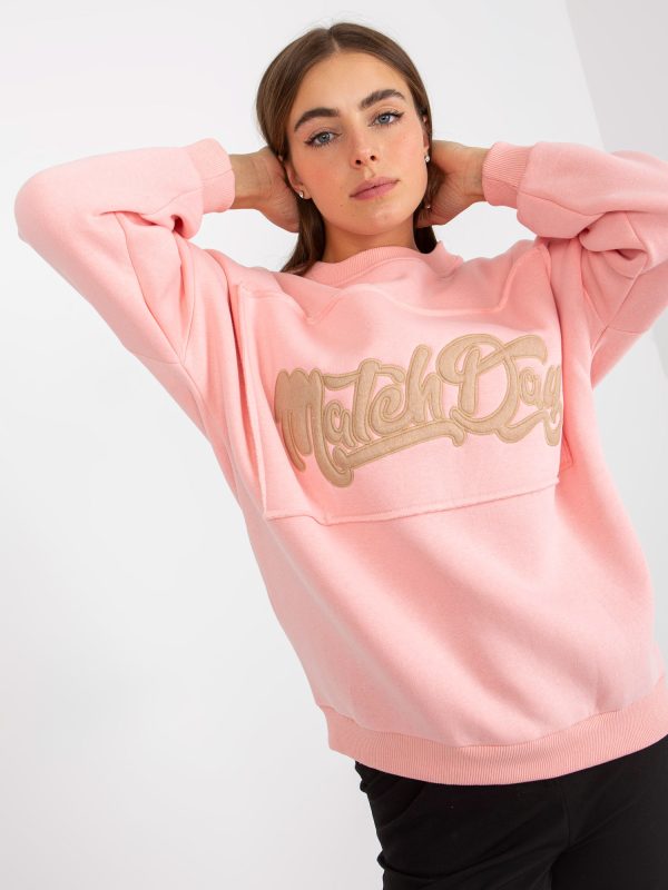 Wholesale Light pink oversized sweatshirt without hood