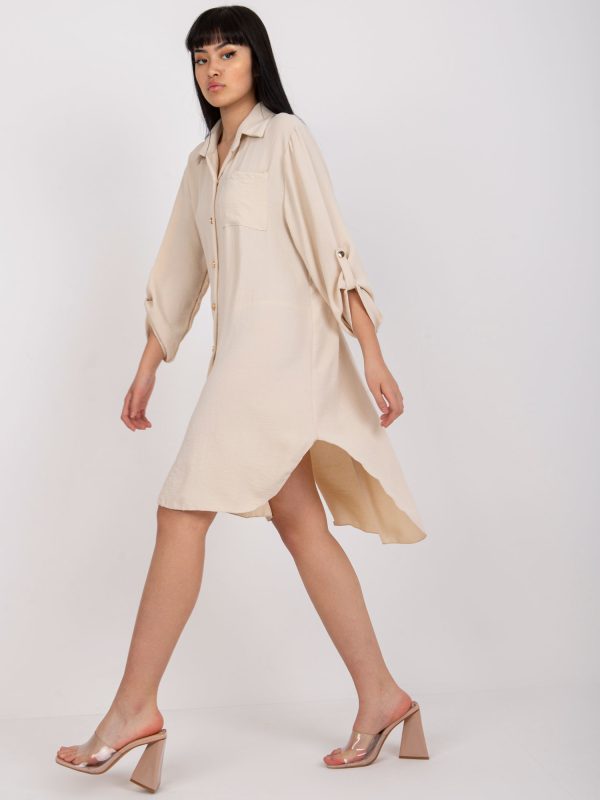Wholesale Beige long sleeve dress