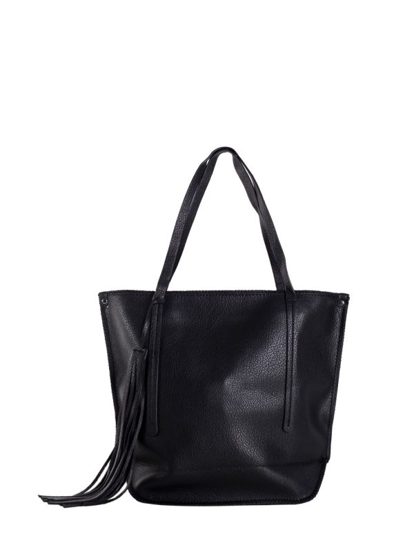 Wholesale Schwarze Einkaufstasche aus Oko-Leder