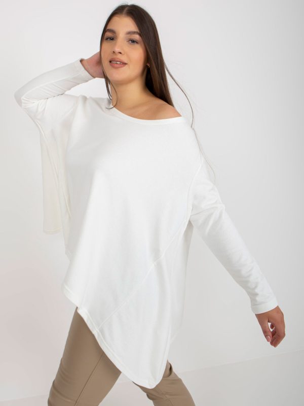 Wholesale Ecru asymmetric plus size basic long sleeve sweatshirt