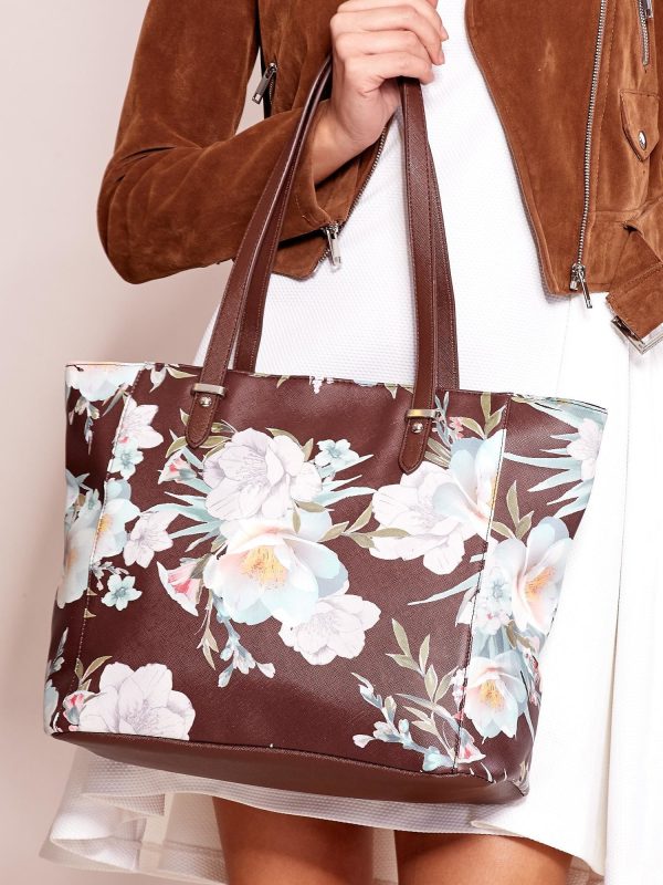 Wholesale Brown floral shopper bag