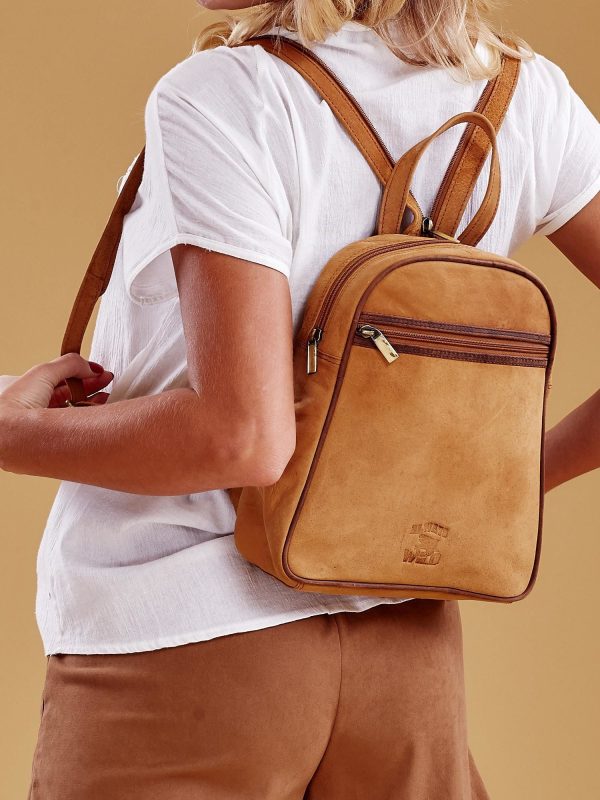 Wholesale Light Brown Leather Backpack