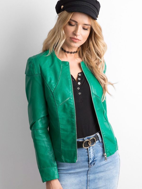 Wholesale Green women's jacket in imitation leather
