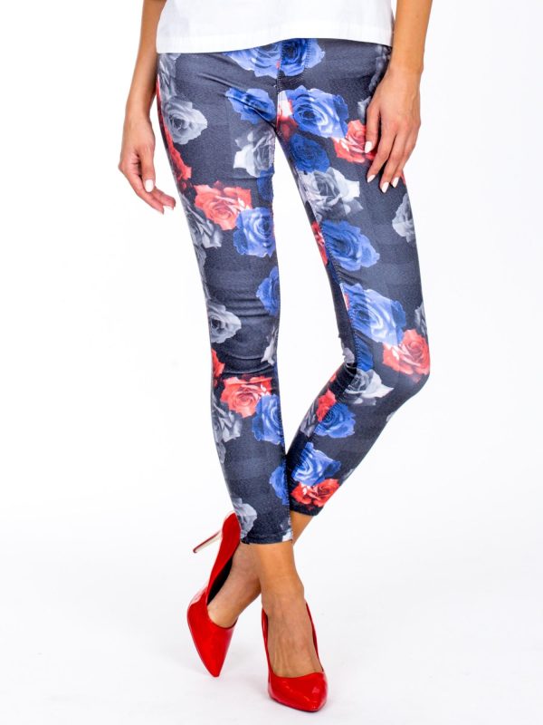 Wholesale Grey Floral Fitted Pants