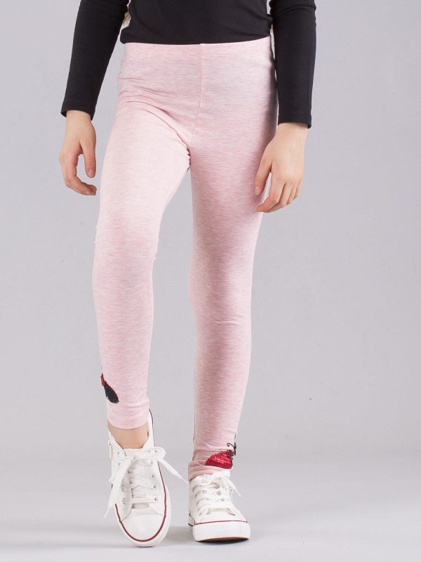 Wholesale Light pink girl leggings with applique