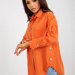 Wholesale Orange loose classic shirt with collar