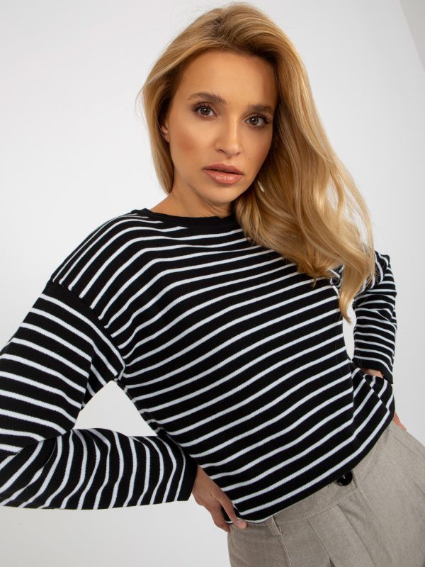 Wholesale Black and white classic striped sweater with wool RUE PARIS