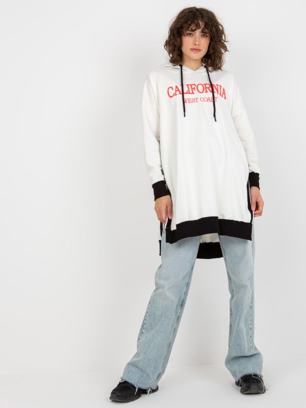 Wholesale Ecru long oversize sweatshirt with lettering and slits