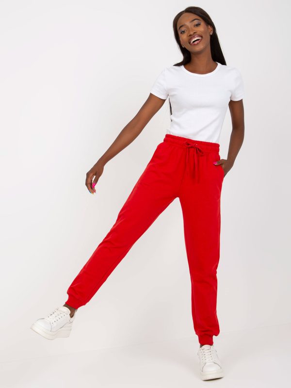 Wholesale Red sweatpants for women basic high waisted