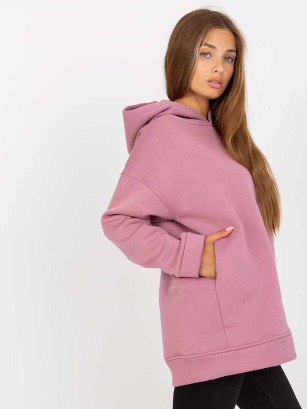 Wholesale Dirty pink sweatshirt basic with pockets