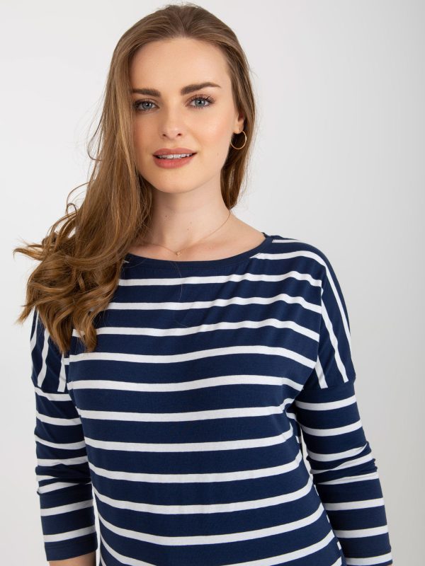 Wholesale Navy blue and white striped blouse BASIC FEEL GOOD