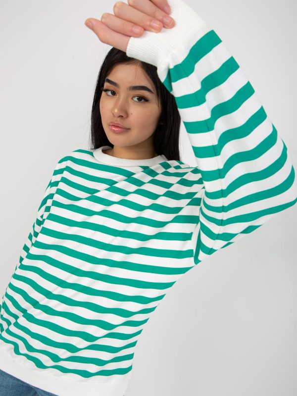 Wholesale Ecru-green basic round neck sweatshirt RUE PARIS