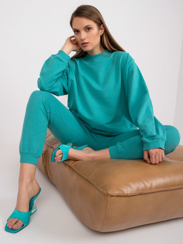 Wholesale Basic turquoise sweatshirt with oversized design