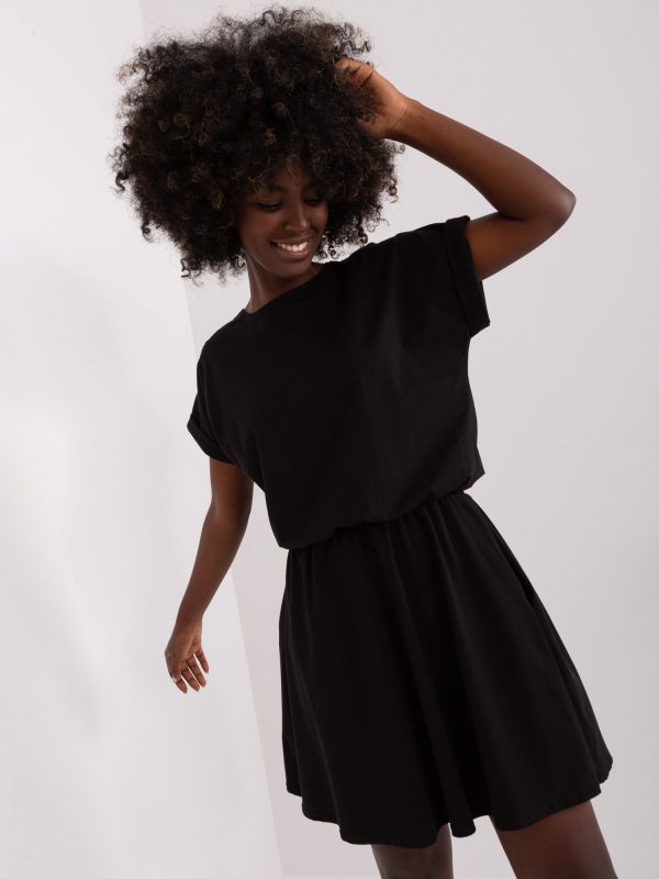 Wholesale Black basic short sleeve dress RUE PARIS