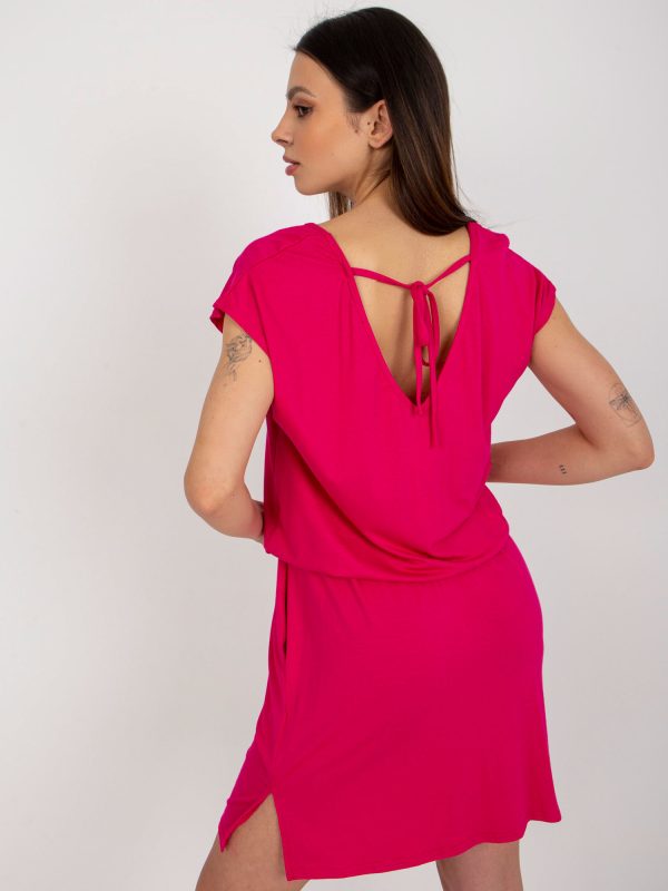 Wholesale Fuchsia casual dress with viscose RUE PARIS