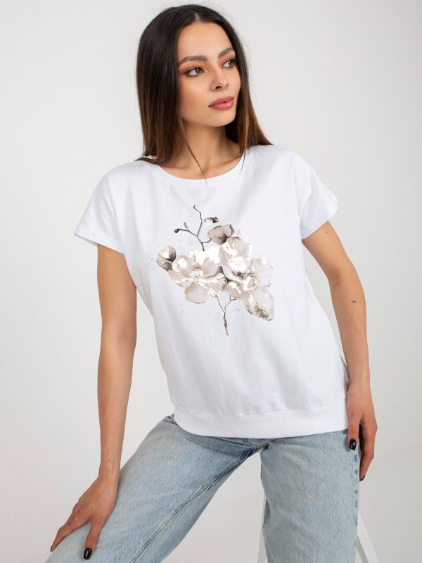 Wholesale White cotton blouse with print RUE PARIS
