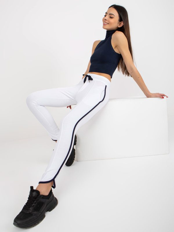 Wholesale White basic sweatpants with stripes RUE PARIS