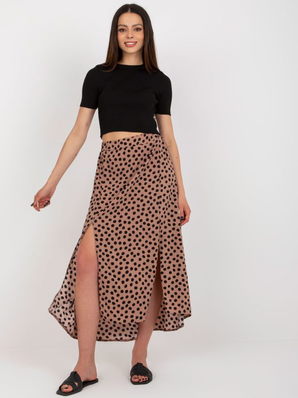 Wholesale Brown-black midi asymmetrical skirt RUE PARIS