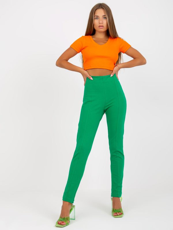 Wholesale Green basic cotton leggings with sliders RUE PARIS