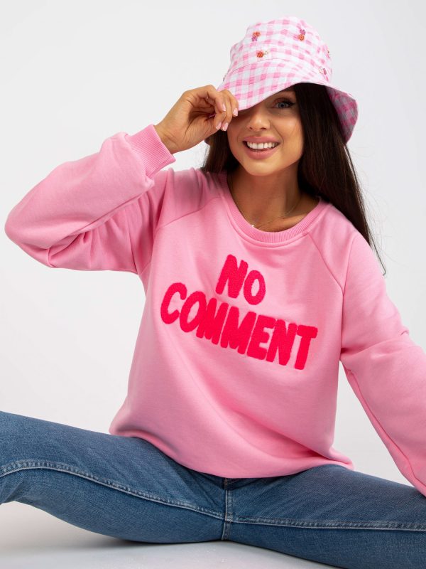 Wholesale Pink sweatshirt without hood with inscription RUE PARIS