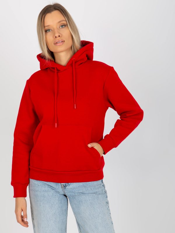 Wholesale Red basic sweatshirt with hood RUE PARIS