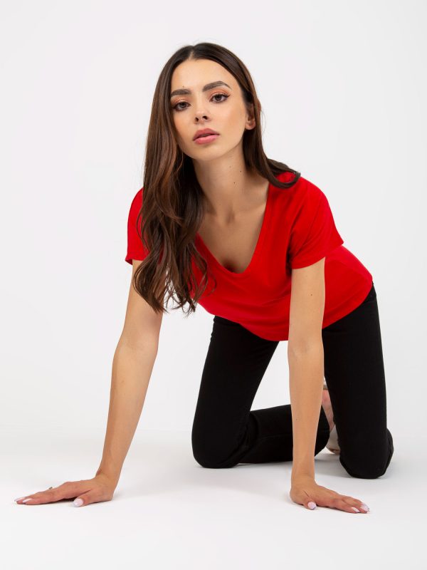 Wholesale Red cotton basic women's t-shirt