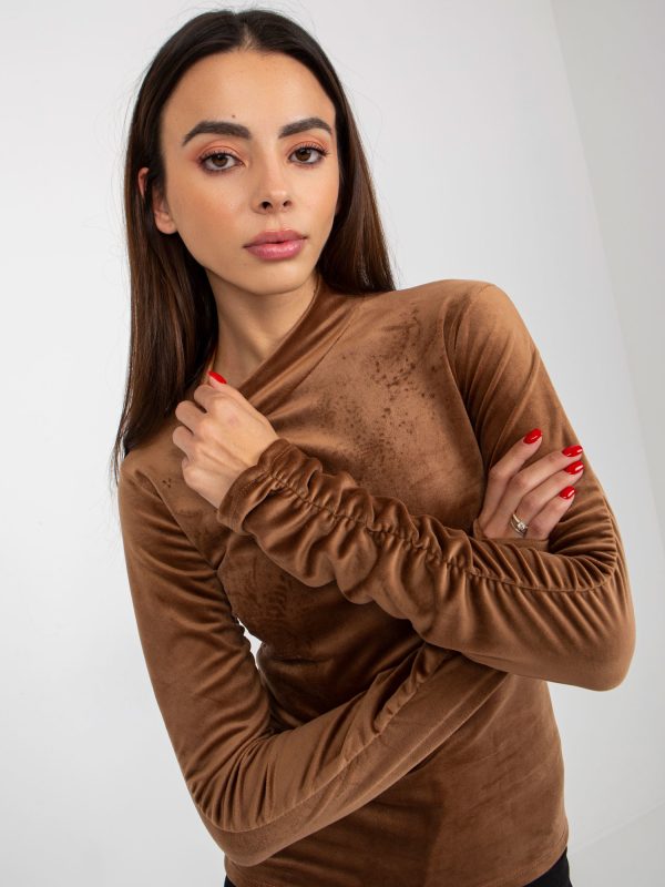 Wholesale One size brown fitted velor blouse RUE PARIS