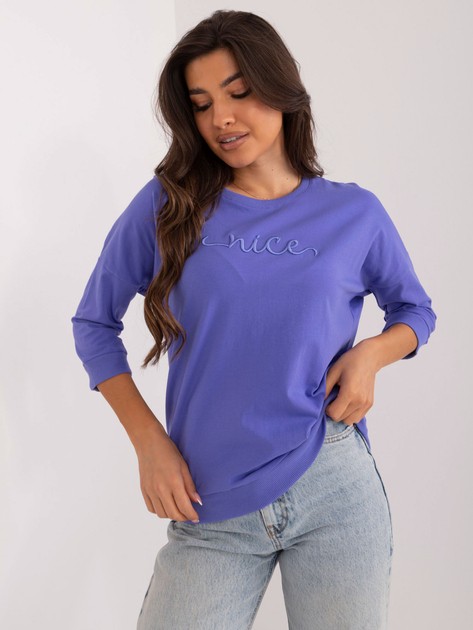 Purple women’s casual blouse with lettering