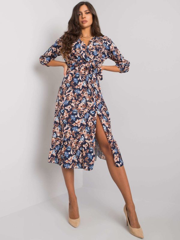 Online rõivaste hulgimüüja Tumesinine lilleline kleit Skylar RUE PARIS