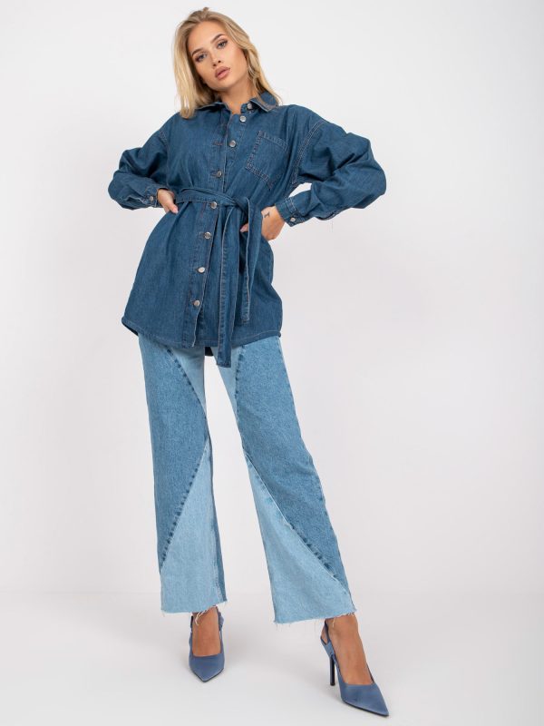 Online rõivaste hulgimüüja Rue Paris Belted Naiste teksasärk