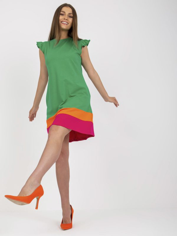 Online rõivaste hulgimüüja Rohelise ja fuksia vabaajakleit taskutega RUE PARIS