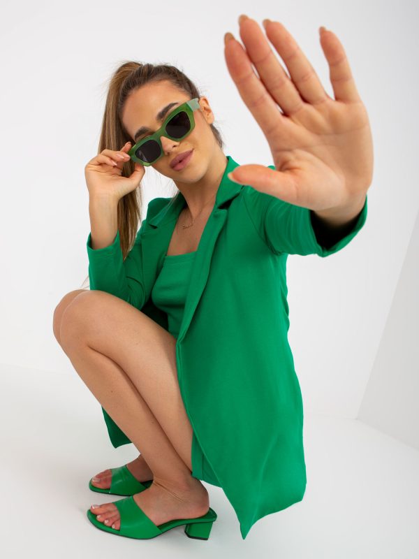 Online rõivaste hulgimüüja Roheline puuvillane põhiline bleiser ilma kinnitusvahendita