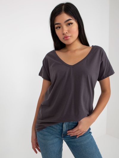 Online rõivaste hulgimüüja Grafiitklassikaline T-särk Basic V Neck Emory