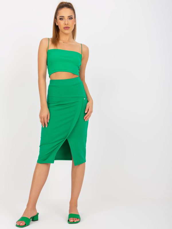 Online rõivaste hulgimüüja Roheline pliiatsiseelik midi põhjaga