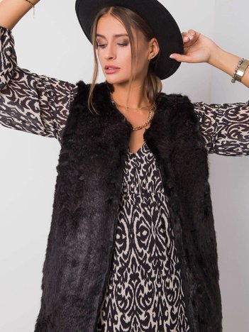 Adelle Black Fur Vest