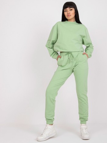 Basic cotton pistachio sweatpants