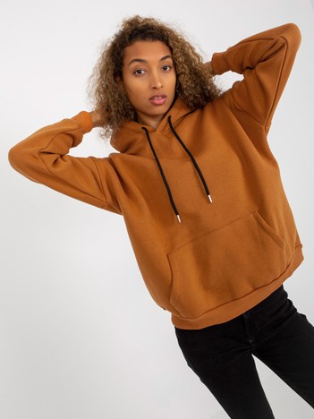 Basic light brown sweatshirt with hoodie RUE PARIS